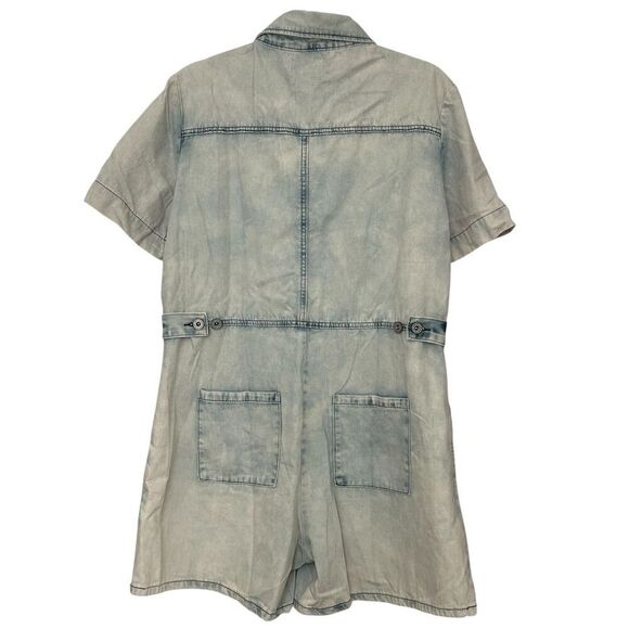 Umgee Women's Blue Denim Short Sleeve Romper Size M Casual Spring - Picture 3 of 6